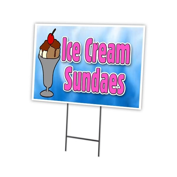 Signmission Ice Cream Sundaes Yard Sign & Stake outdoor plastic coroplast window, C-1824 Ice Cream Sundaes C-1824 Ice Cream Sundaes - main